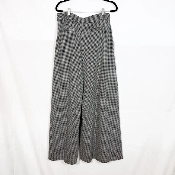 Free People Josie Houndstooth Wide Leg Pants Trousers Black White High Rise Boho